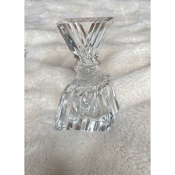 Set of 2 Crystal Lead Cut Clear Glass Perfume Bottles with Stoppers Vanity Decor - Picture 13 of 16